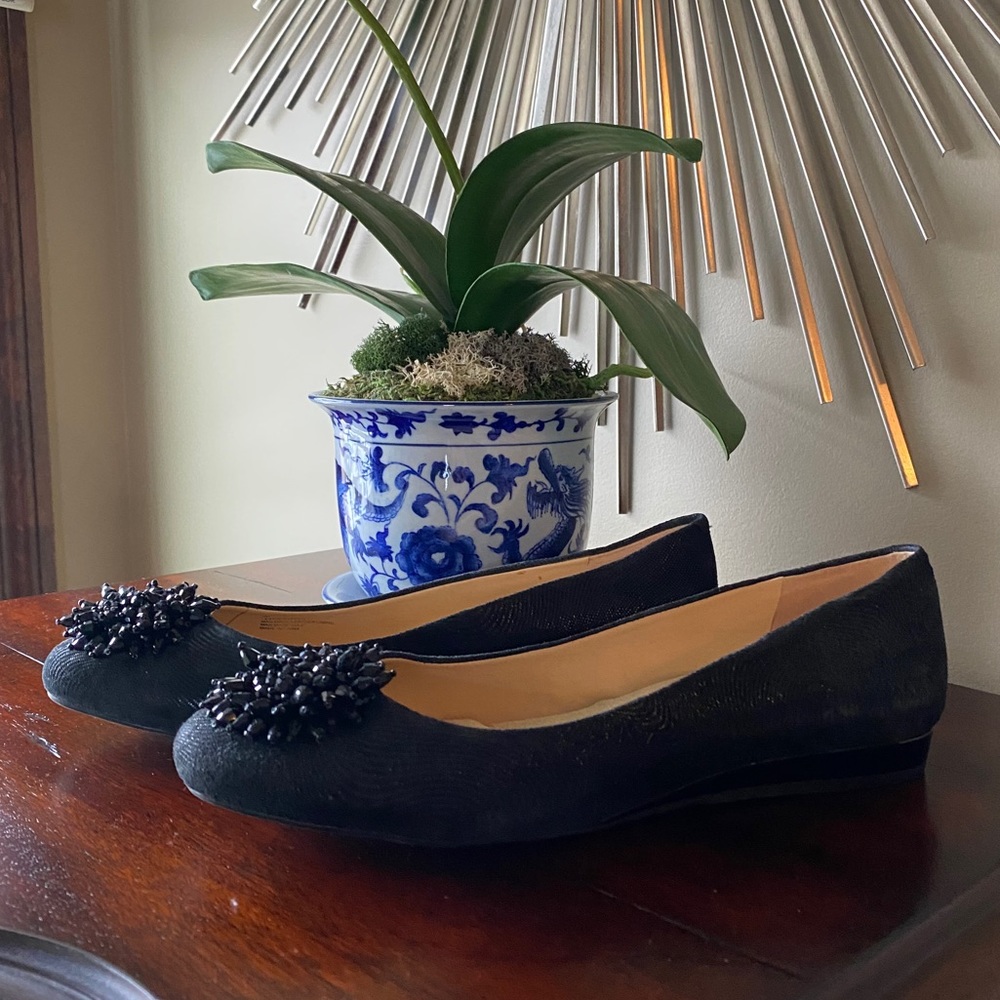 Alex Marie Beaded-toe Leather Flats